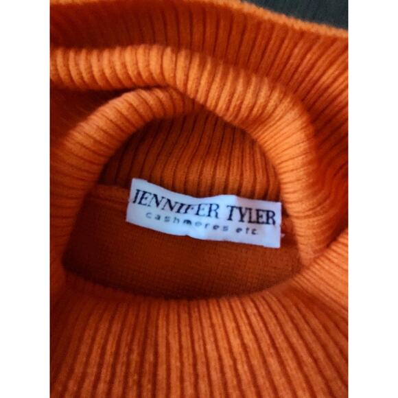 Jennifer Tyler Orange Turtle Neck Open Front Wool Cape Size Small - Picture 4 of 7